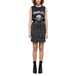 The Kooples Womens Short Skirt Black Daisy Dots Smocked‎ 100% Viscose